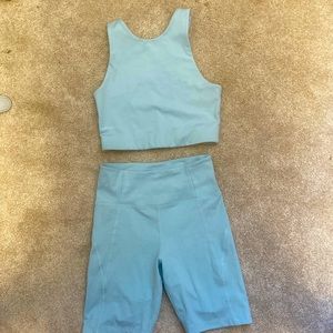 Girlfriend collective blue activewear set